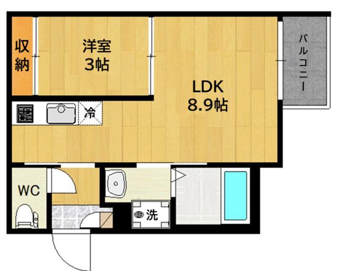 R‐SMART南仙台(1LDK/3階)の間取り写真