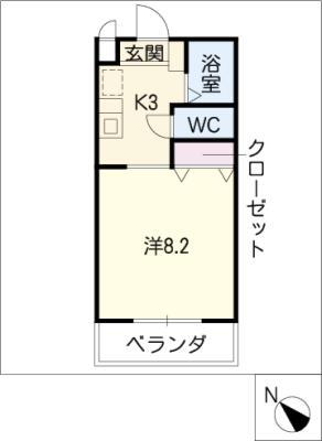 ヒルトップコート(1K/1階)の間取り写真