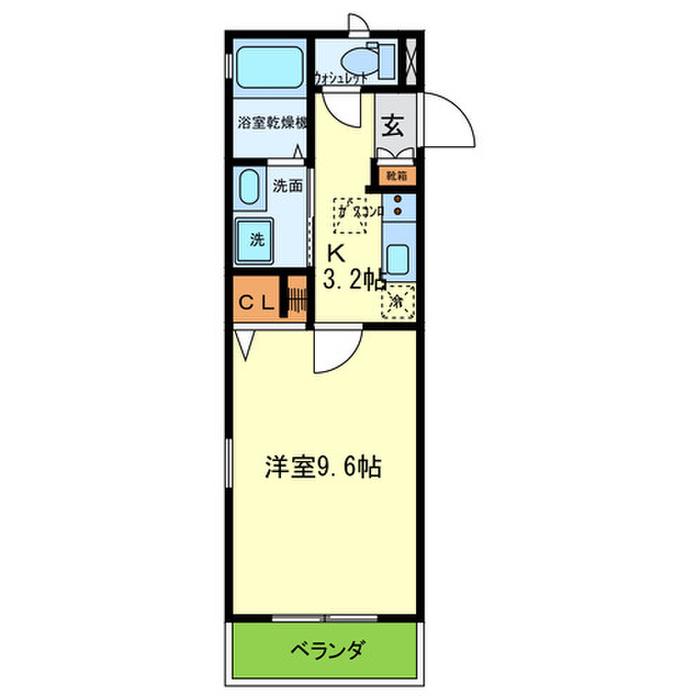 フルール岡本(1K/2階)の間取り写真