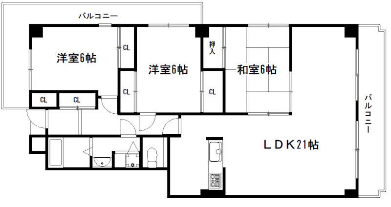 ヴェルドール御所(3LDK/4階)の間取り写真