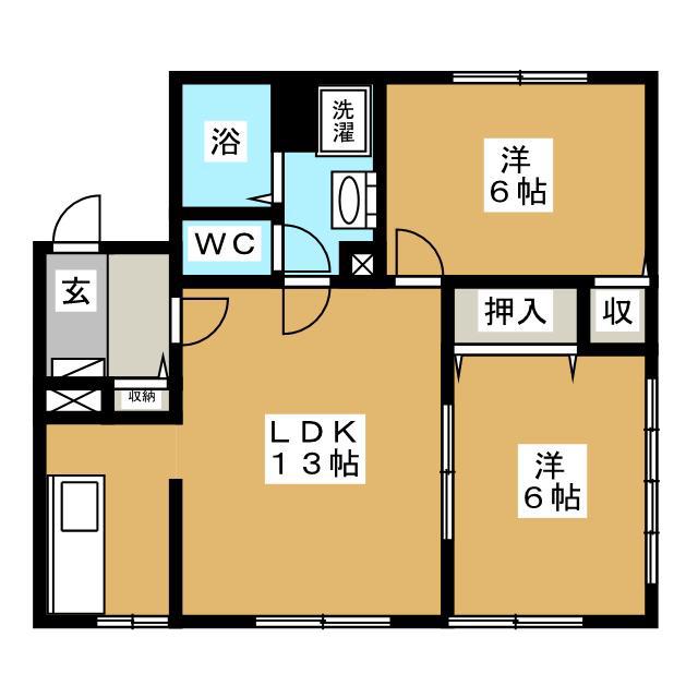 ドエルIII(2LDK/1階)の間取り写真