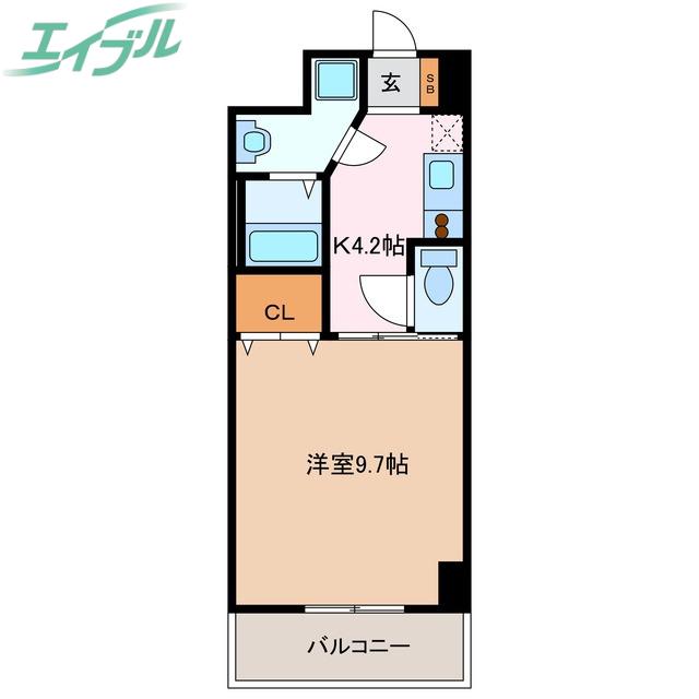 LA BRISEE四日市(1K/2階)の間取り写真