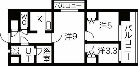 THE MUSIC COURT(3K/2階)の間取り写真