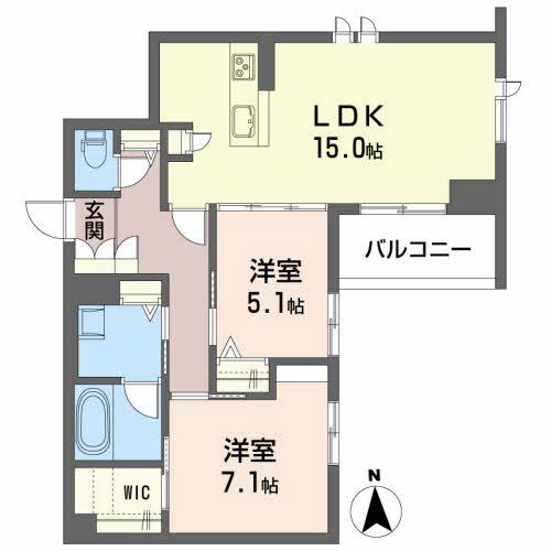 ヴィラ ゼルコバ(2LDK/2階)の間取り写真