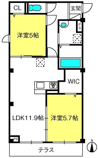 メゾン ド 常盤(2LDK/1階)の間取り写真