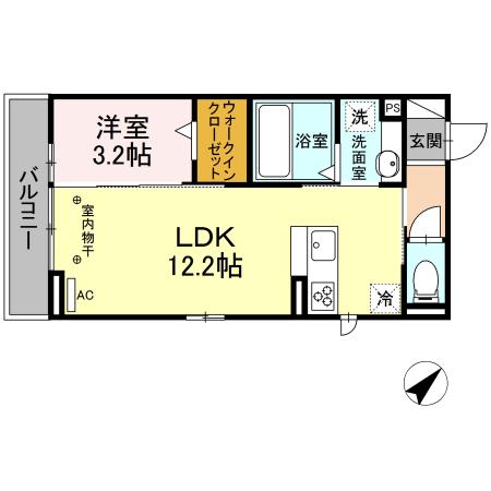 アサヒエステート(1LDK/2階)の間取り写真