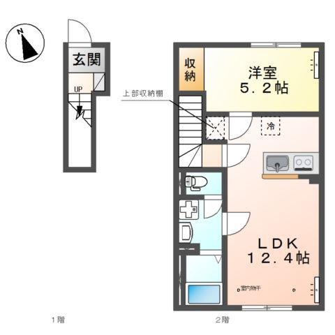 リバーヒルズ東福原(1LDK/2階)の間取り写真