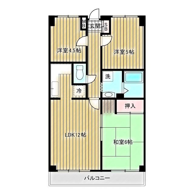 ストーク草加一番館(3LDK/3階)の間取り写真
