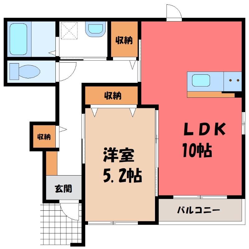 ルピナス(1LDK/1階)の間取り写真