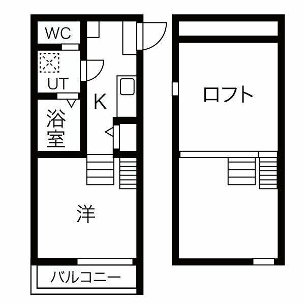 K FLAT(1K/1階)の間取り写真