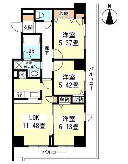 ジ・アパートメント・ヒルトップ中野(3LDK/5階)の間取り写真