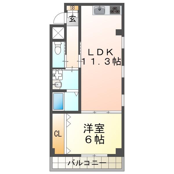 エマーズテラス(1LDK/2階)の間取り写真