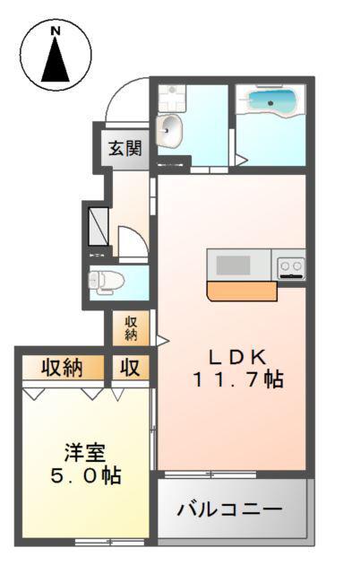 ラフィーネ(1LDK/1階)の間取り写真