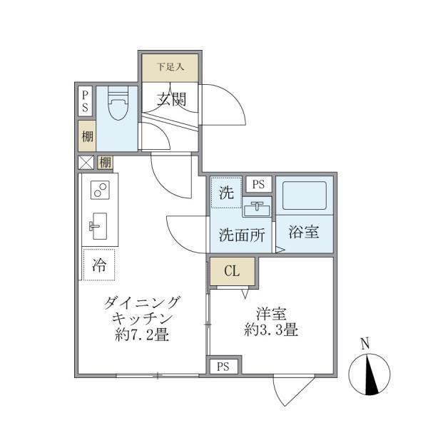ウェルスクエア中延II(1DK/4階)の間取り写真