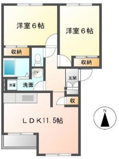 ドリームハイツ(2LDK/2階)の間取り写真