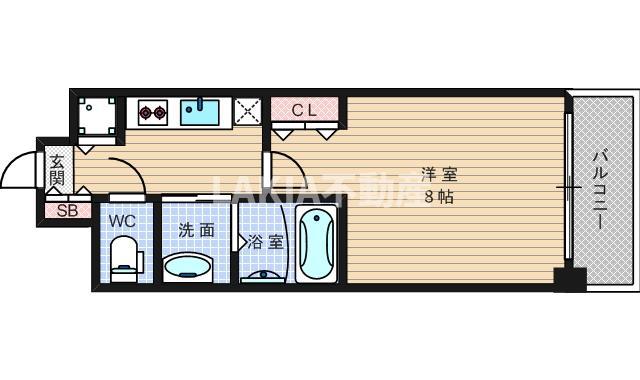 ララプレイス大阪ウエストPRIME(1K/14階)の間取り写真