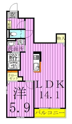 サニーフィールドVIII(1LDK/1階)の間取り写真