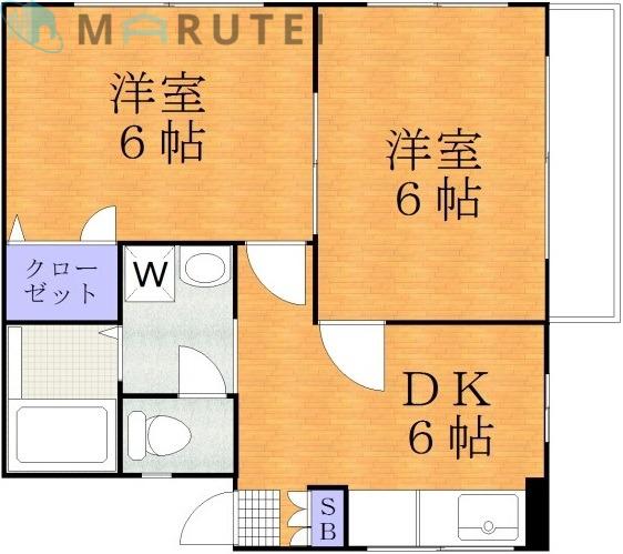 ハイムみどり(2DK/2階)の間取り写真