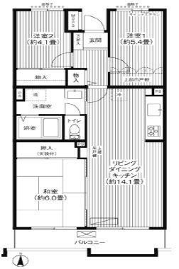 アルタイル平和台(3LDK/1階)の間取り写真