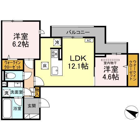 LUMIEREルミエール(2LDK/1階)の間取り写真