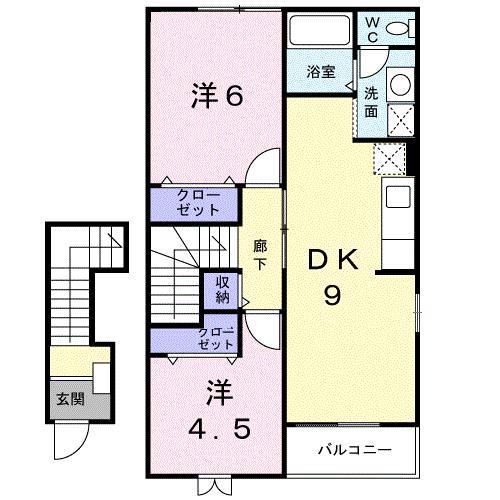 AMITY156(2DK/2階)の間取り写真