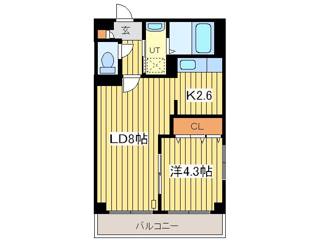 第6ふじビル(1LDK/2階)の間取り写真