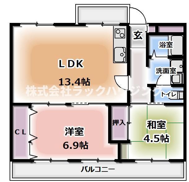 エル・セレーノ古川橋A棟(2LDK/1階)の間取り写真