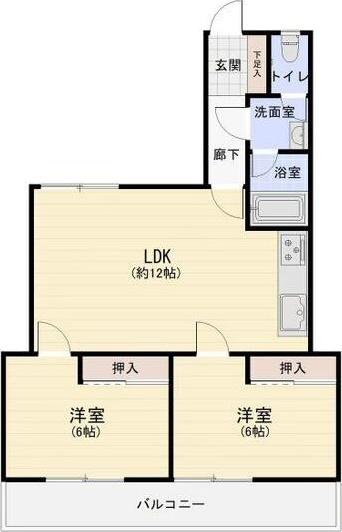 南分ハイツ(2LDK/4階)の間取り写真