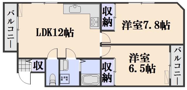 メープルビュー(2LDK/1階)の間取り写真
