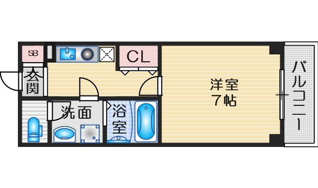 グランカーサ緑地公園(1K/1階)の間取り写真