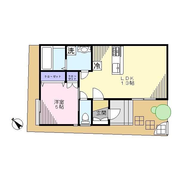ソフィア北千束(1LDK/1階)の間取り写真