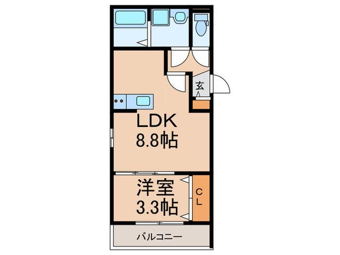 ジーメゾン名古屋正徳町(1LDK/1階)の間取り写真