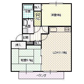 ミレニアムK2 A棟(2LDK/2階)の間取り写真