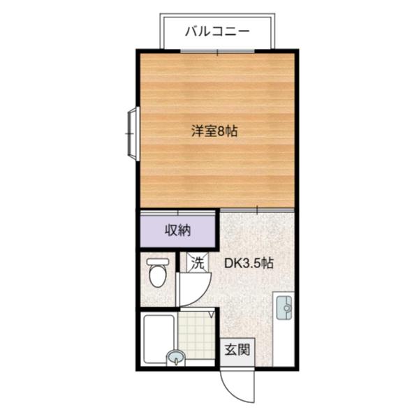 グランデュール中原(1DK/1階)の間取り写真