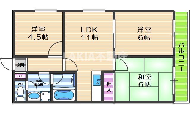 アネックス西今川(3LDK/2階)の間取り写真