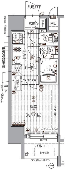 エスリード京橋グレイス(1K/10階)の間取り写真