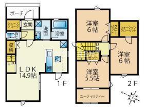 プランドールQ棟(3LDK/1階)の間取り写真
