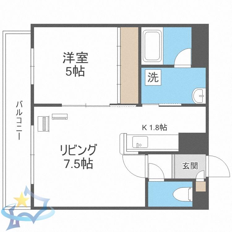 エスカーダ南8条(1LDK/3階)の間取り写真