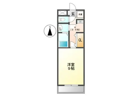 ウイング春日(1K/3階)の間取り写真