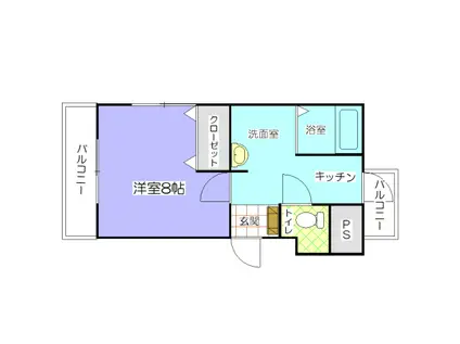 ヒルズ前空(1K/4階)の間取り写真