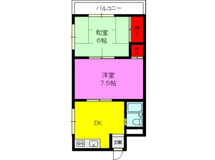 富尾ハイツ(2DK/2階)の間取り写真