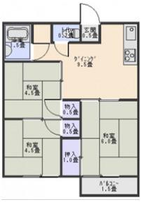 コーポ紫塚C棟(3DK/2階)の間取り写真