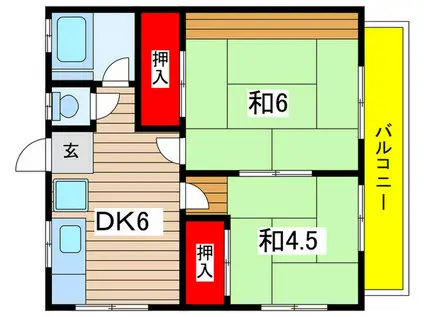 ハイネス生田(2DK/2階)の間取り写真