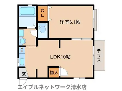 シャローム A棟(1LDK/1階)の間取り写真