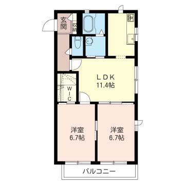 サンシャドー A(2LDK/2階)の間取り写真