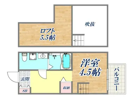 クレストコート鷹取(ワンルーム/2階)の間取り写真