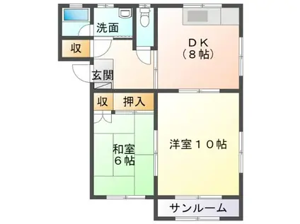 シャトーム加福(2DK/2階)の間取り写真