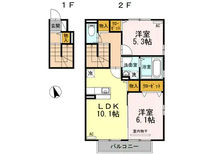 CASA M II(2LDK/2階)の間取り写真