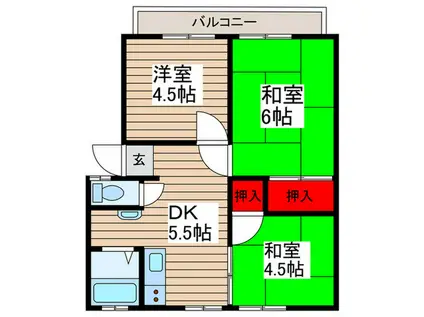 アーバンハイツあかねB(3DK/2階)の間取り写真