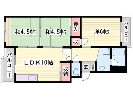 王塚台ハイツ(3LDK/3階)の間取り写真